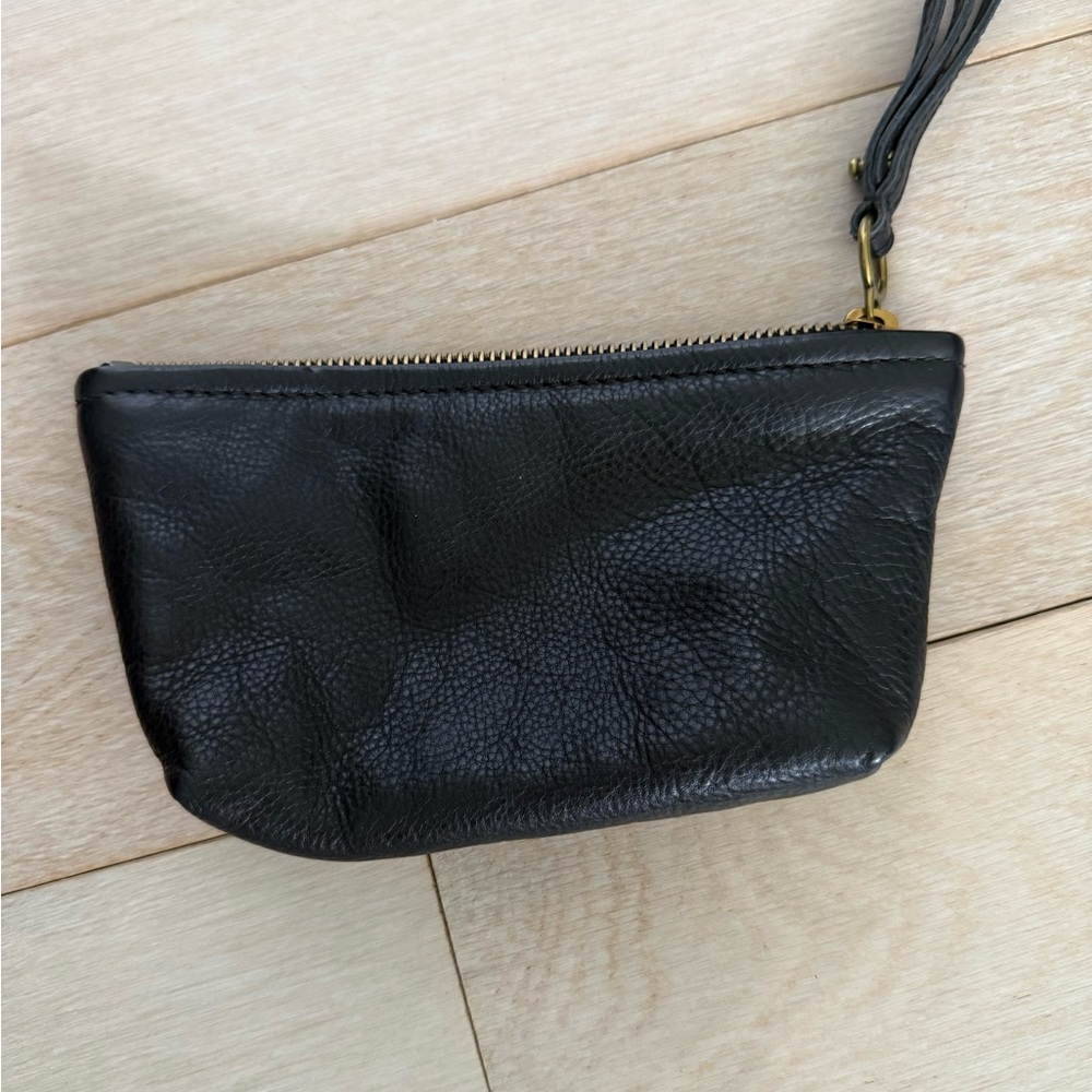 Madwell Black Leather Grianed Small Cosmetic or Purse Bag